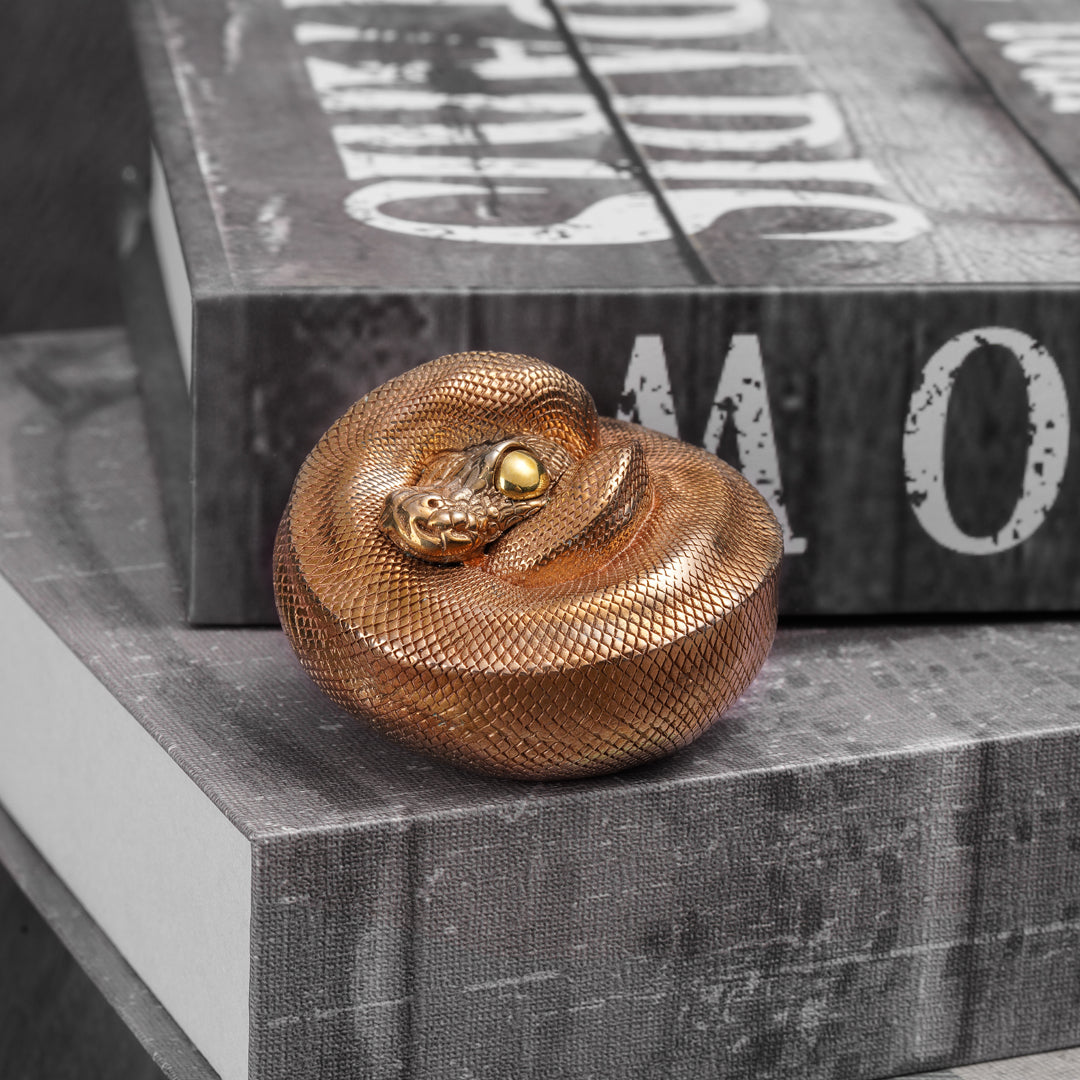 Bronze Coiled Ball Python Statue