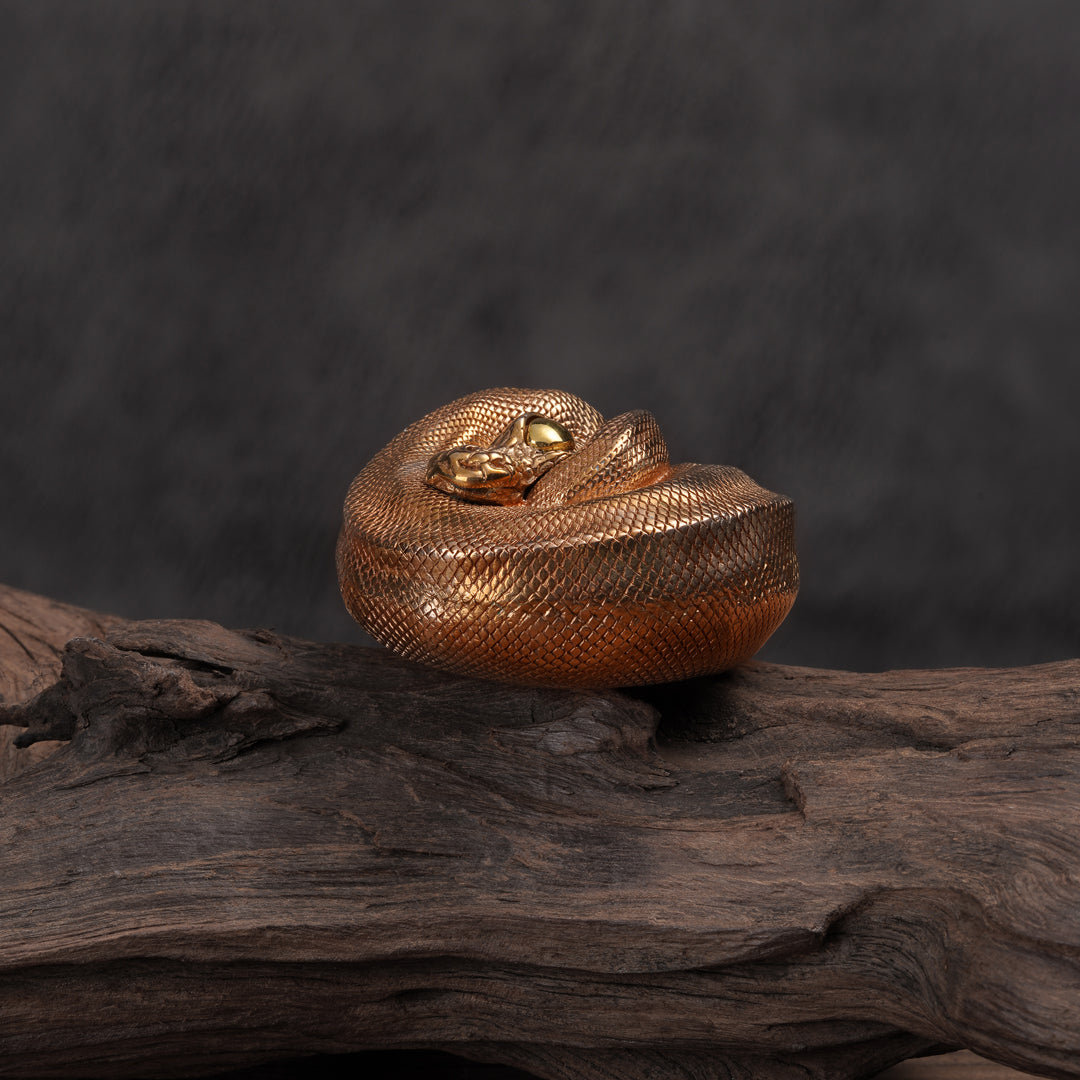 Bronze Coiled Ball Python Statue