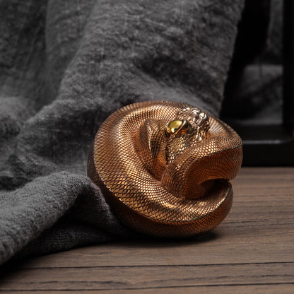 Bronze Coiled Ball Python Statue