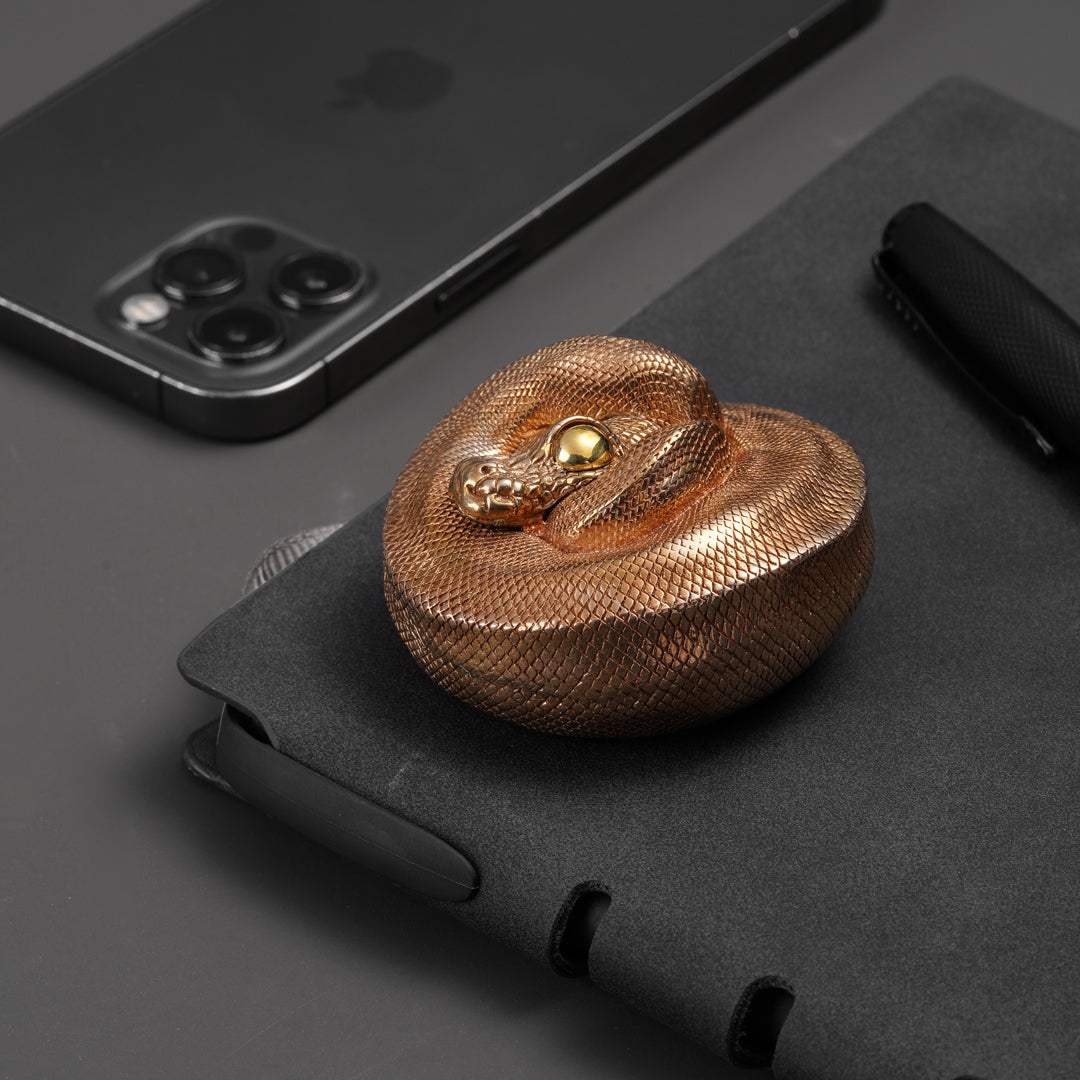 Bronze Coiled Ball Python Statue