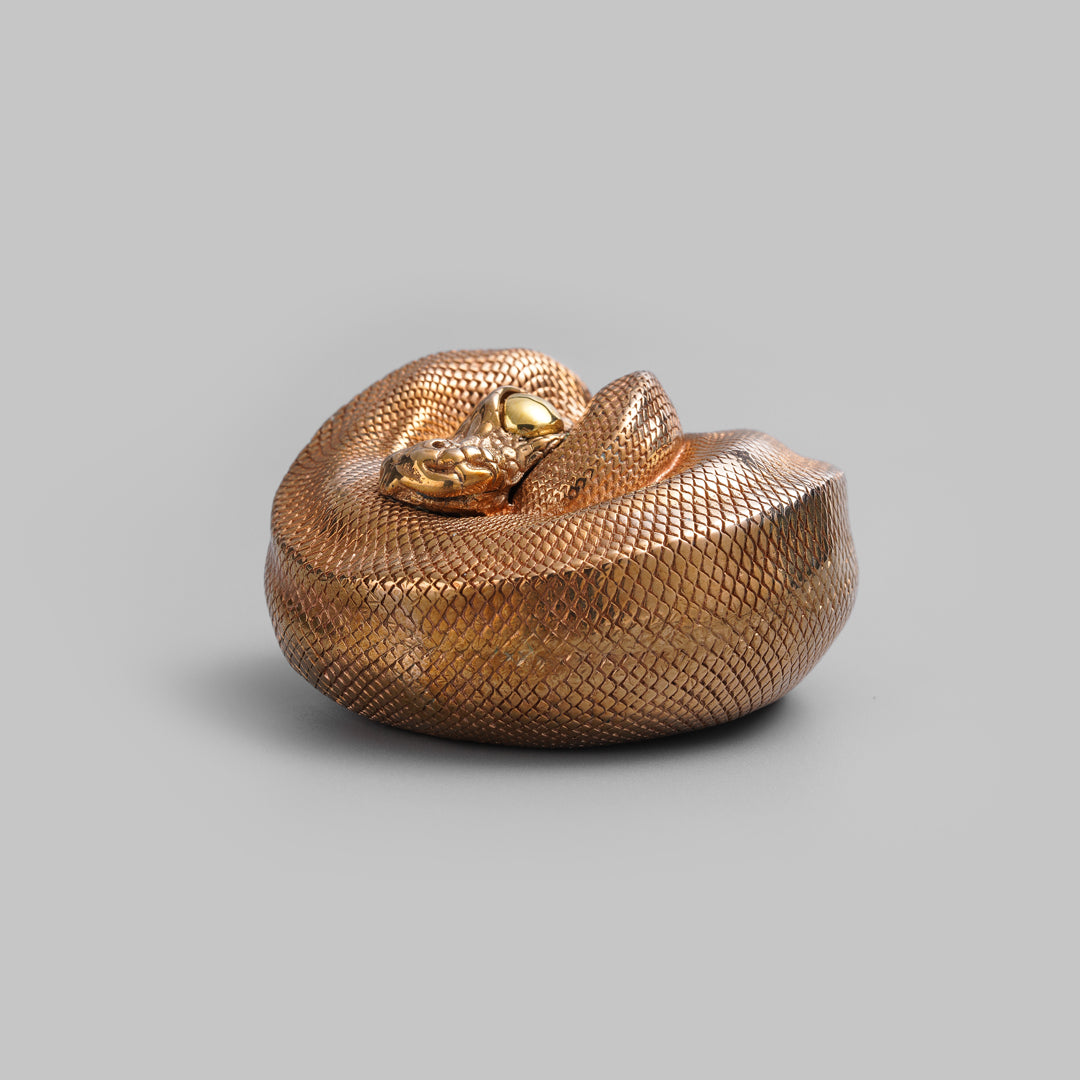 Bronze Coiled Ball Python Statue