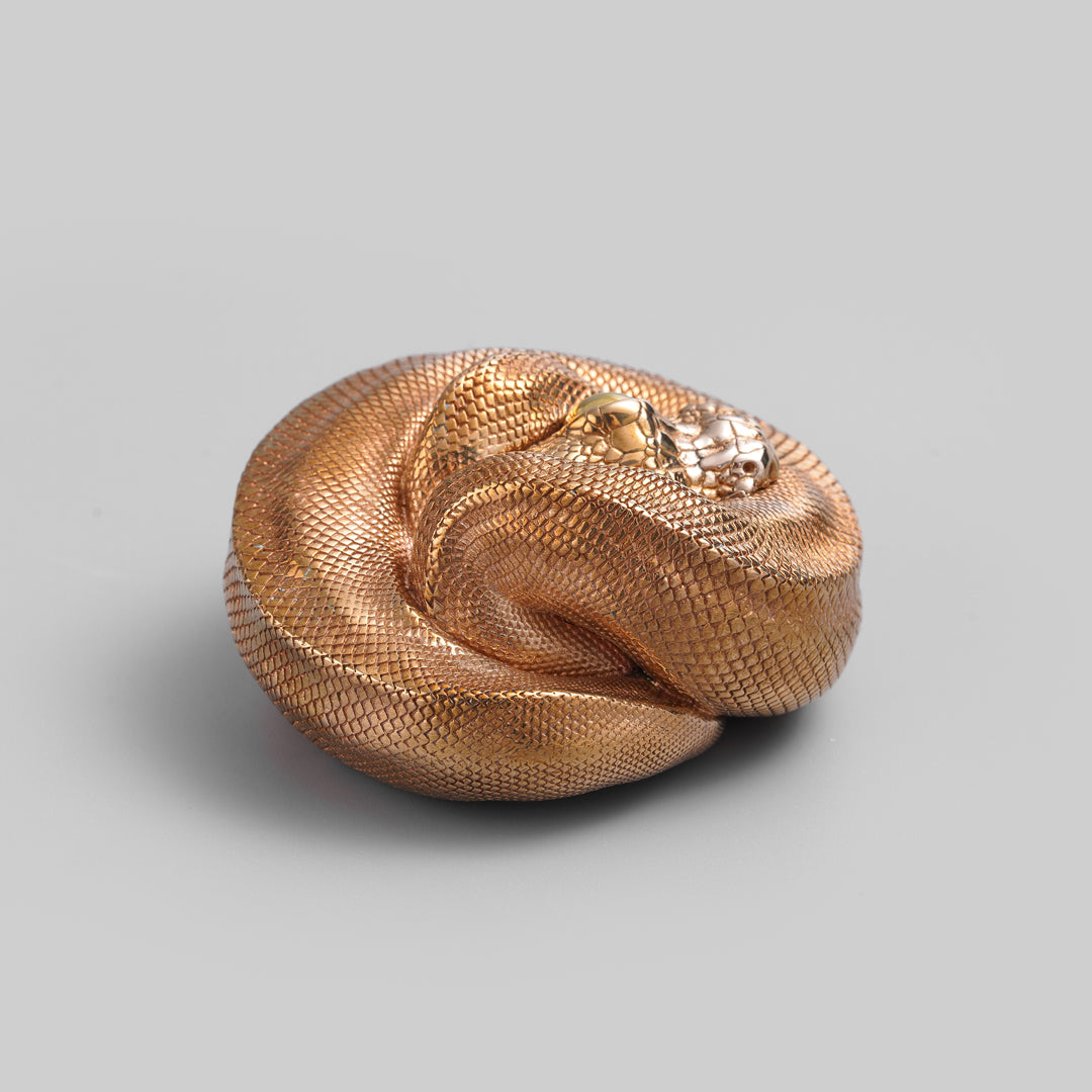 Bronze Coiled Ball Python Statue