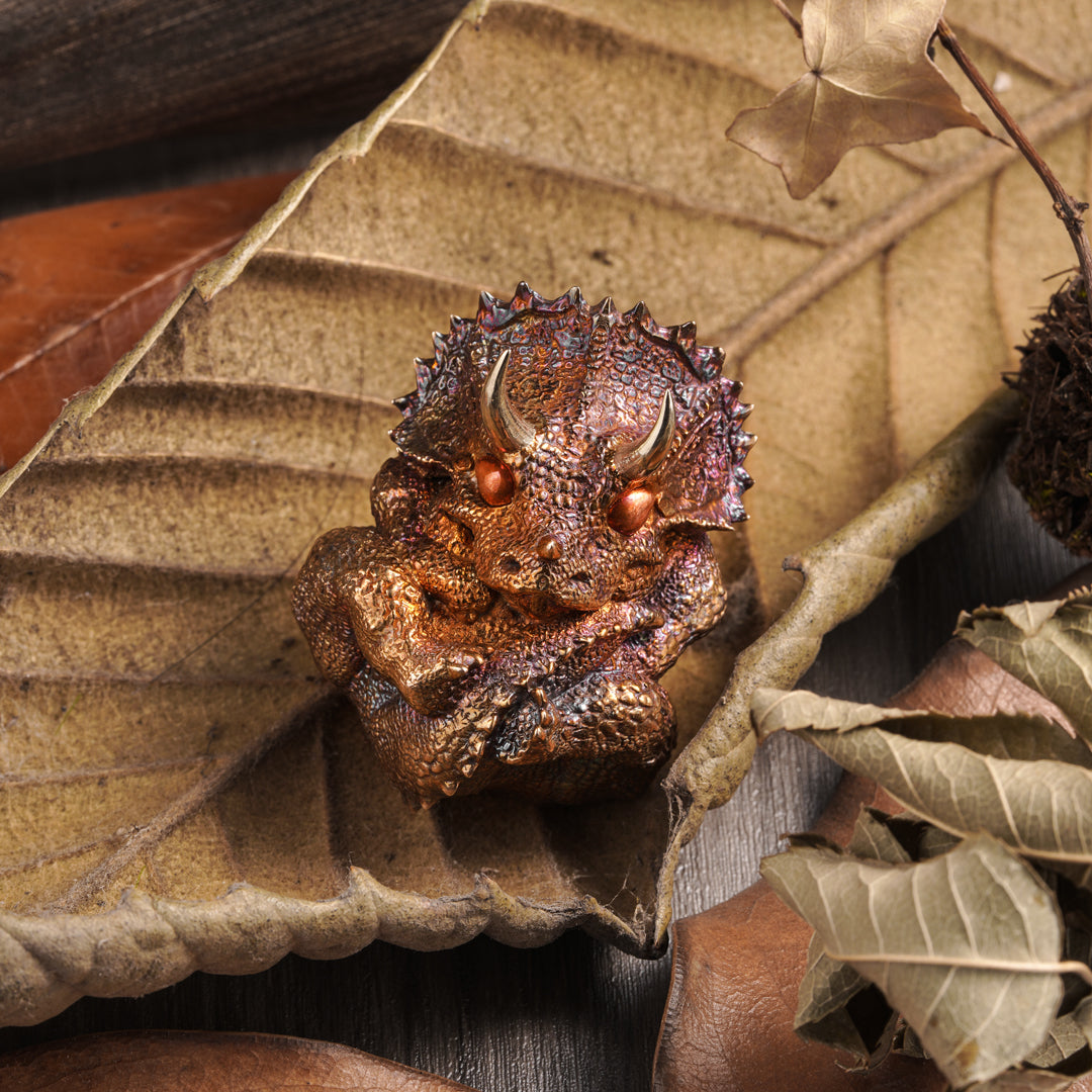 Bronze Triceratops Dinosaur Figurine