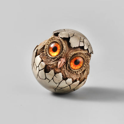 Roly-Poly Owl Eggshell Figurine