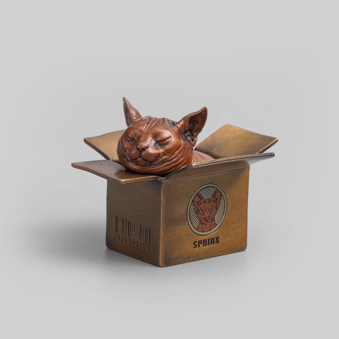 Sphynx Cat Bronze Box Figurine