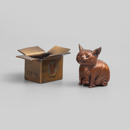 Sphynx Cat Bronze Box Figurine