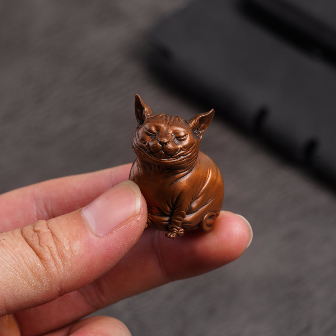 Sphynx Cat Bronze Box Figurine