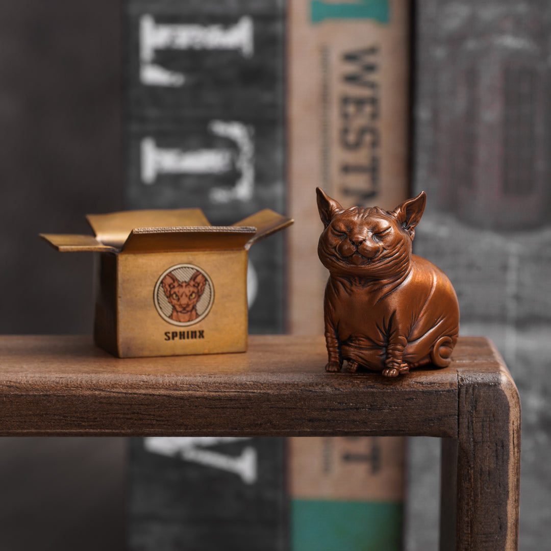 Sphynx Cat Bronze Box Figurine