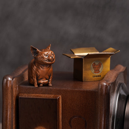 Sphynx Cat Bronze Box Figurine