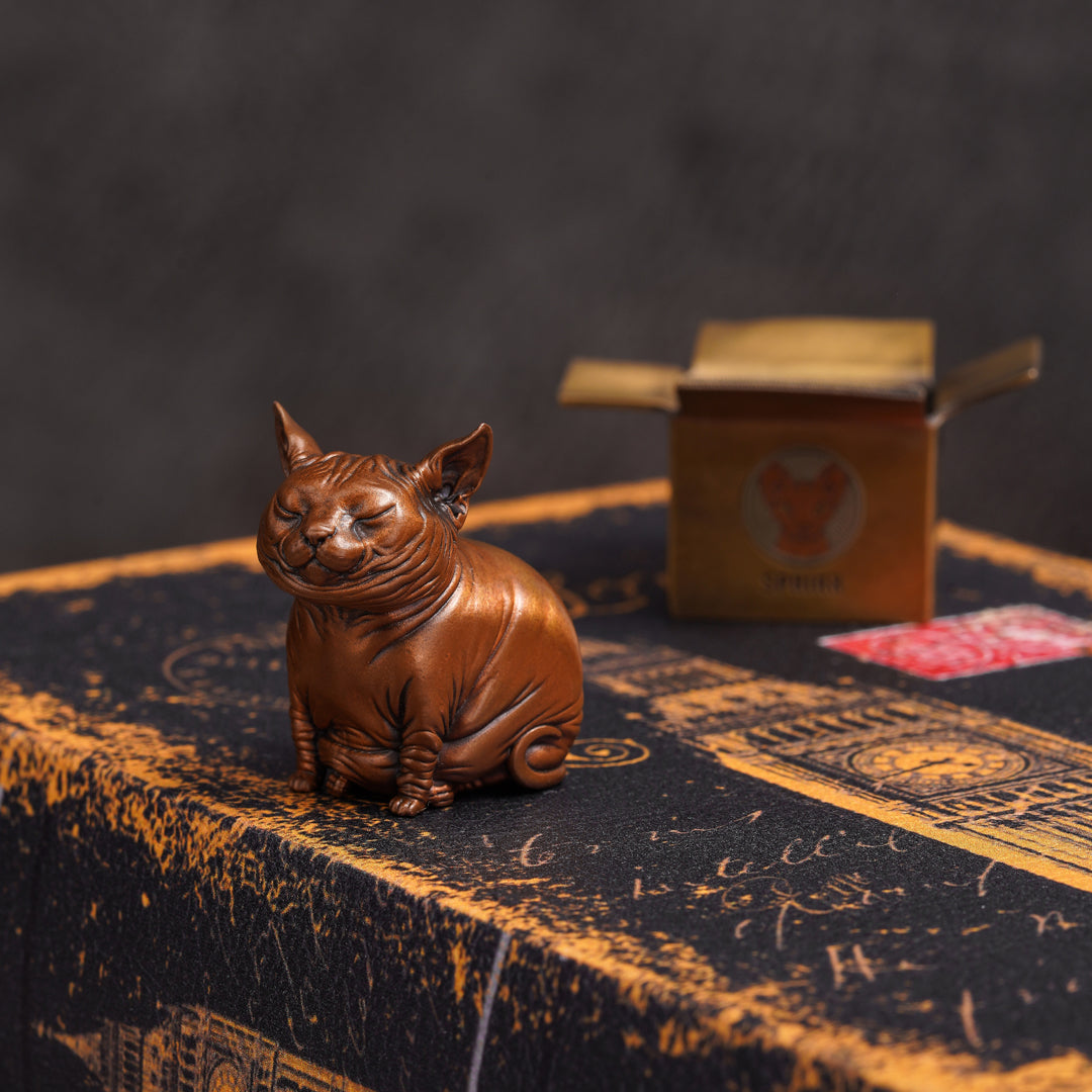 Sphynx Cat Bronze Box Figurine