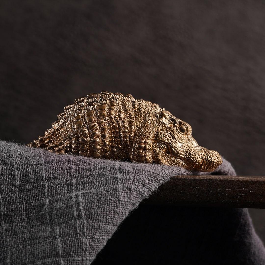 Solid Bronze Robust Crocodile Statue