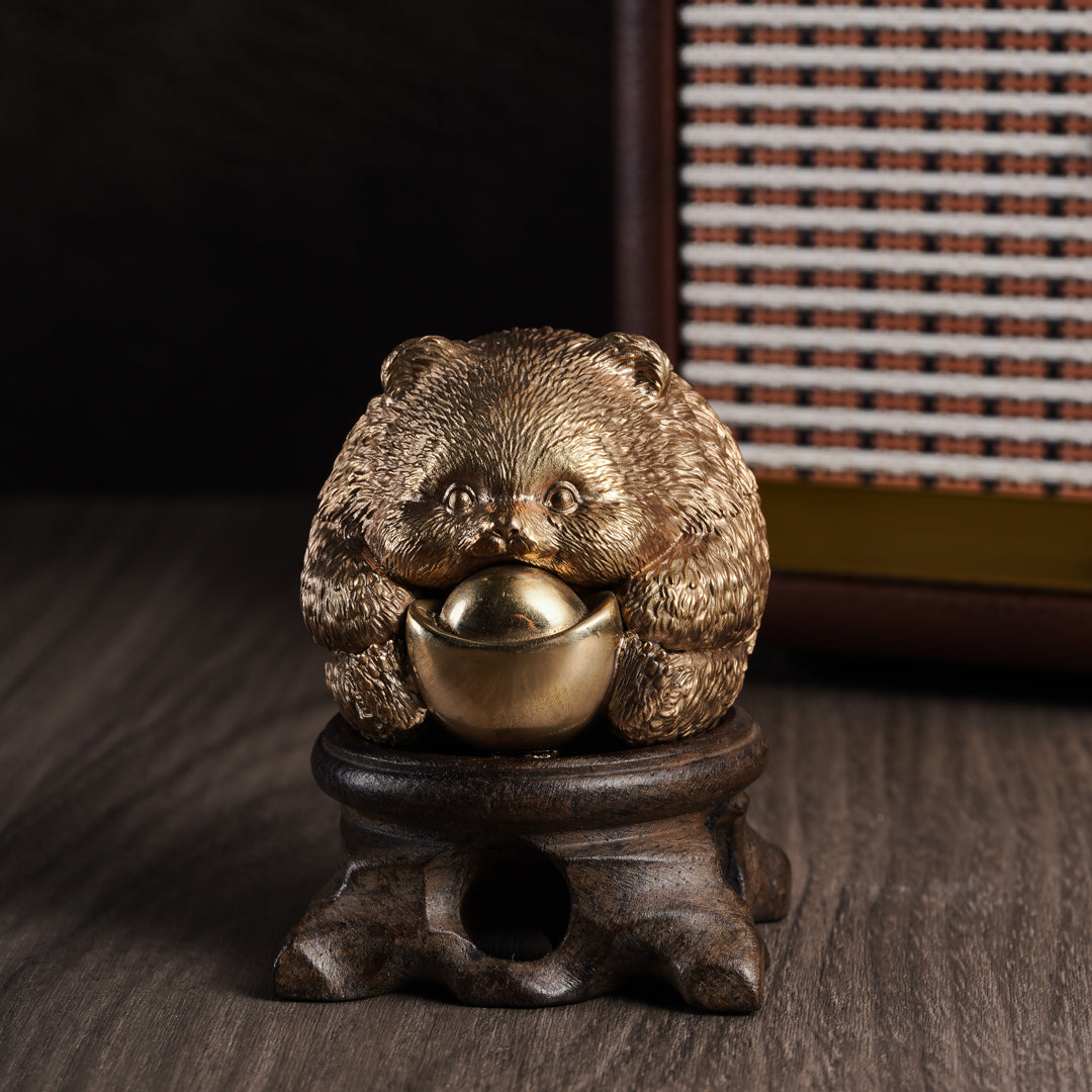 Fortune Panda Statue With Ingots