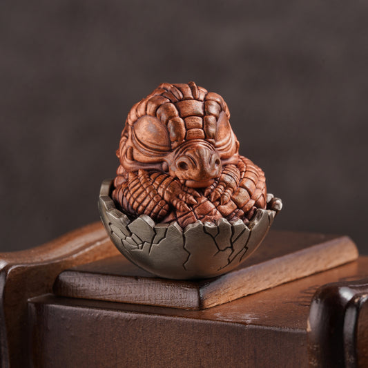 Bronze Baby Crocodile Egg Figurine