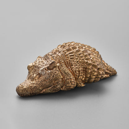 Solid Bronze Robust Crocodile Statue