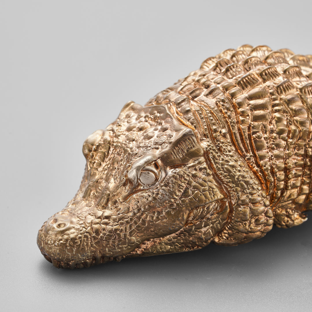 Solid Bronze Robust Crocodile Statue