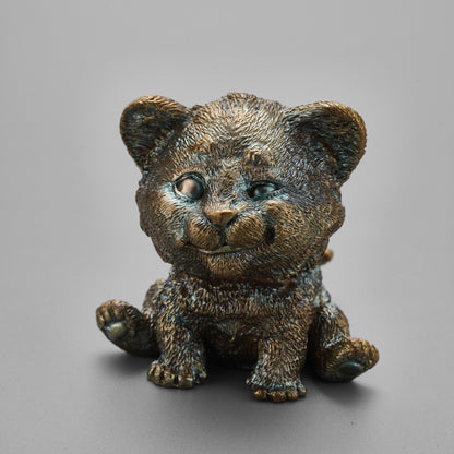 Solid Bronze Simba Lion Cub Statue