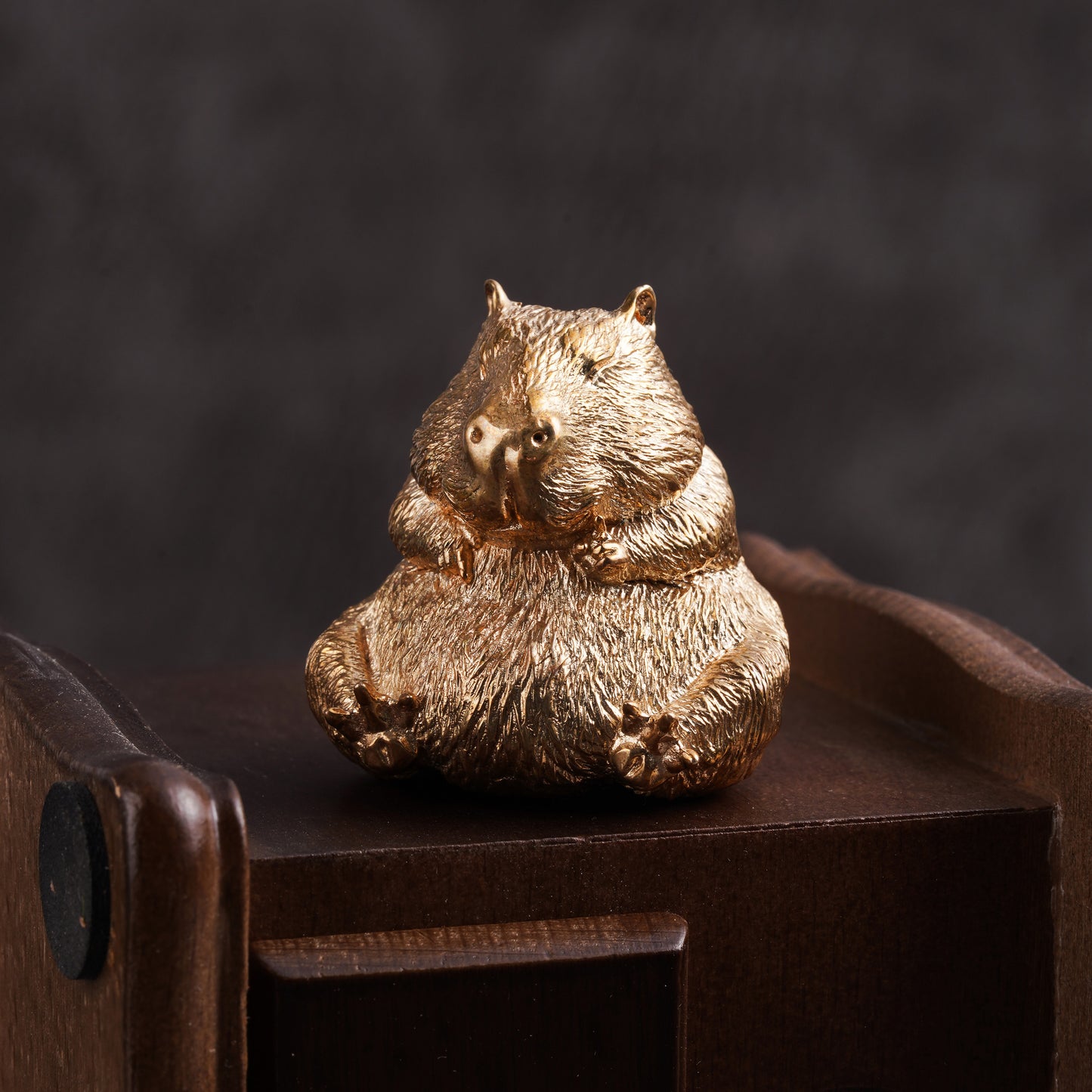 Bronze Rock Capybara Figurine