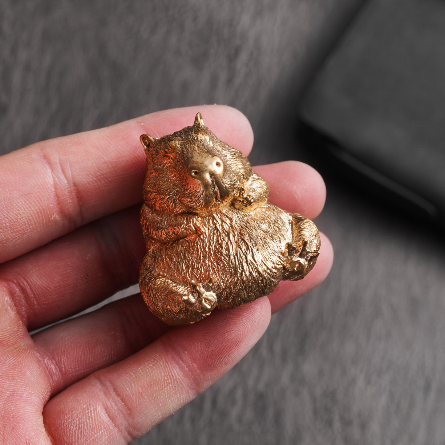 Bronze Rock Capybara Figurine