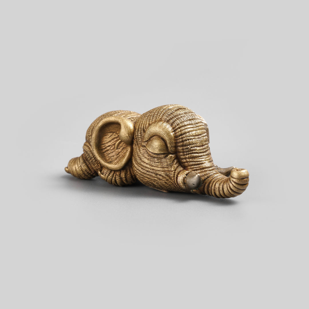 Bronze Crouching Elephant Figurine