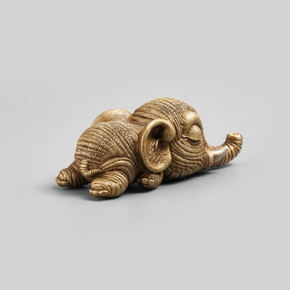 Bronze Crouching Elephant Figurine