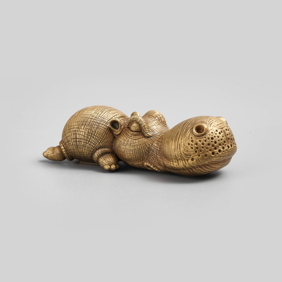 Bronze Crouching Hippo Figurine