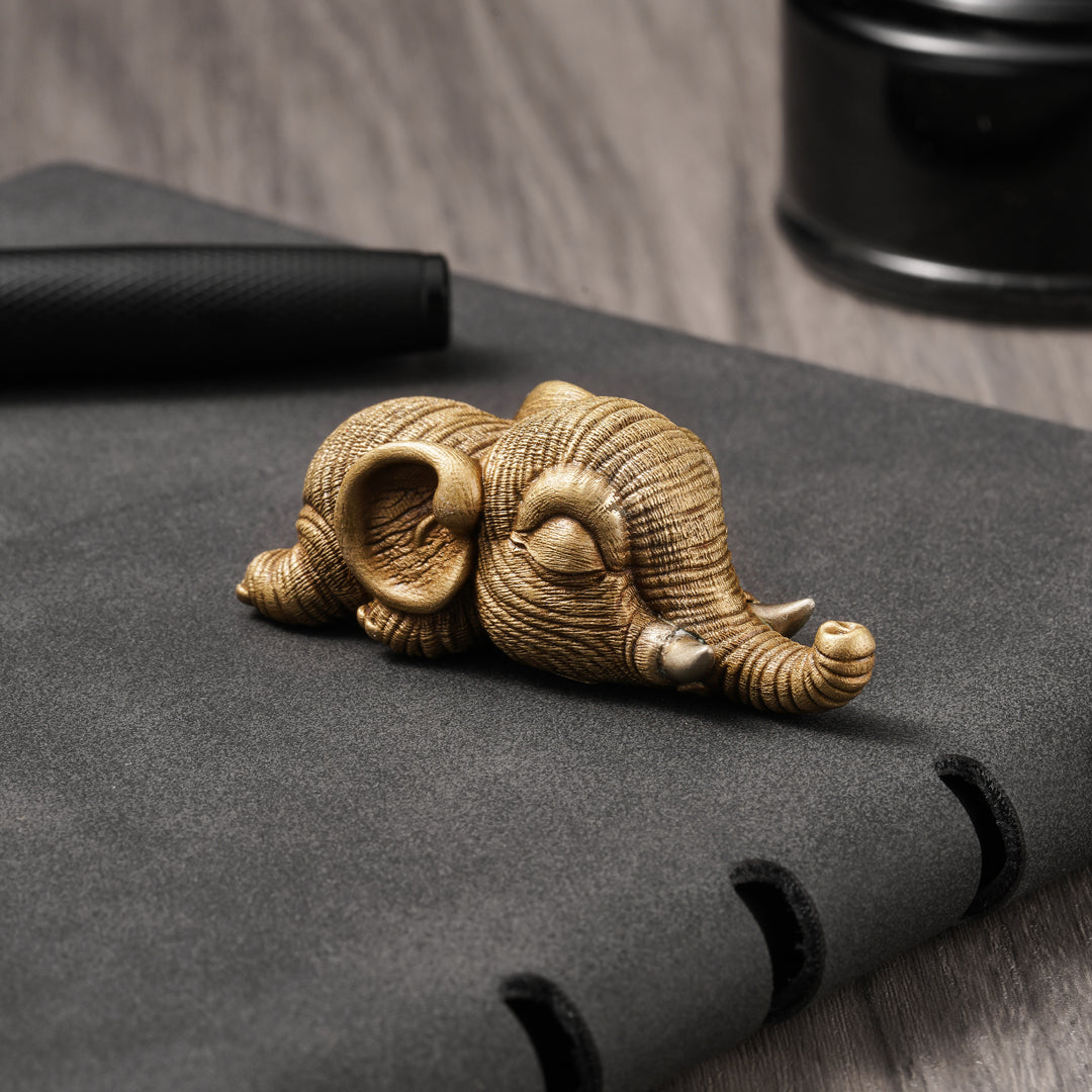 Bronze Crouching Elephant Figurine