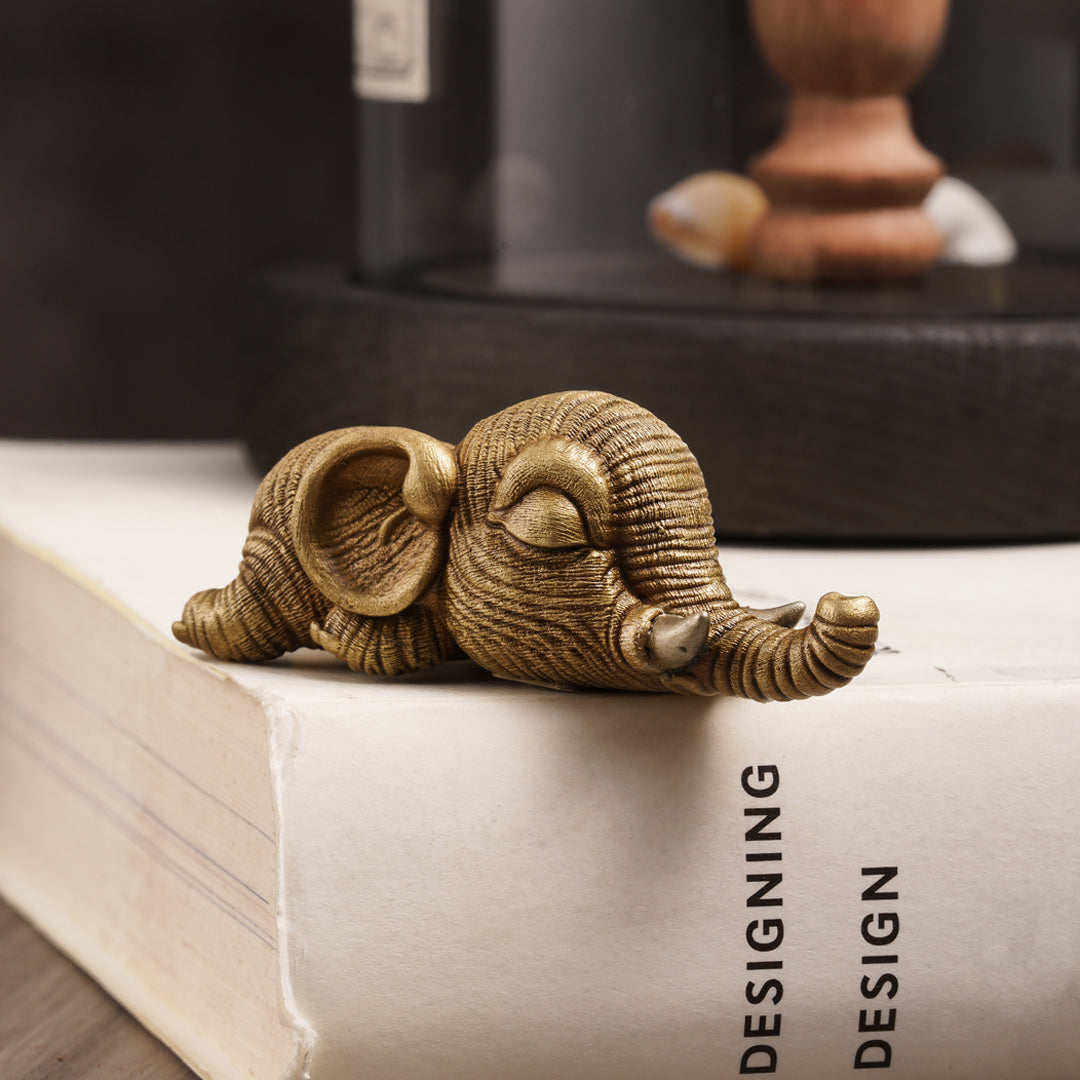 Bronze Crouching Elephant Figurine