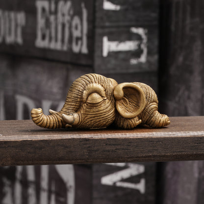 Bronze Crouching Elephant Figurine