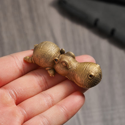 Bronze Crouching Hippo Figurine